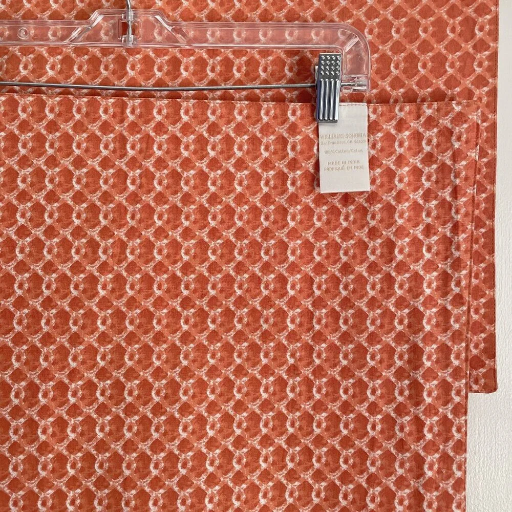 NWOT Williams Sonoma Kitchen Dining Place Mat SET of 2 Burnt Orange Cotton Print